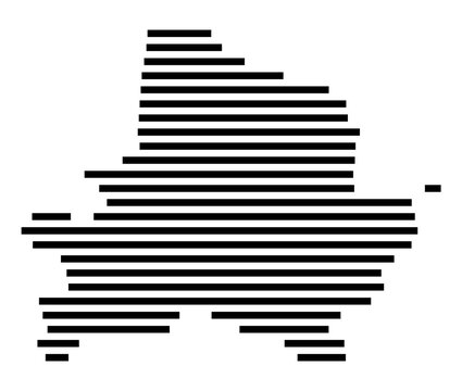 Symbol Map of the city Ketzin_Havel (Brandenburg, Germany) showing the area of the city with just a few black horizontal lines