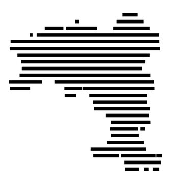 Symbol Map of the city Luckau (Brandenburg, Germany) showing the area of the city with just a few black horizontal lines