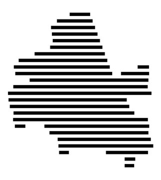 Symbol Map of the city Premnitz (Brandenburg, Germany) showing the area of the city with just a few black horizontal lines