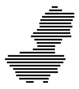 Symbol Map of the city Grimmen (Mecklenburg-Vorpommern, Germany) showing the area of the city with just a few black horizontal lines