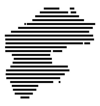 Symbol Map of the city Arendsee (Altmark) (Sachsen-Anhalt, Germany) showing the area of the city with just a few black horizontal lines