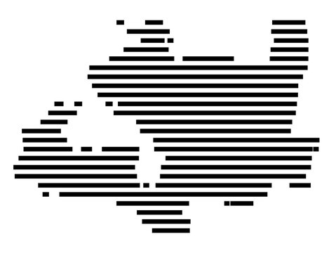 Symbol Map of the city K&ouml;nnern (Sachsen-Anhalt, Germany) showing the area of the city with just a few black horizontal lines