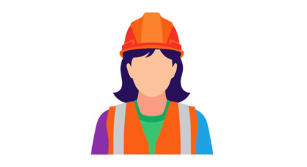 Female Construction Worker Icon: Safety Vest and Hard Hat