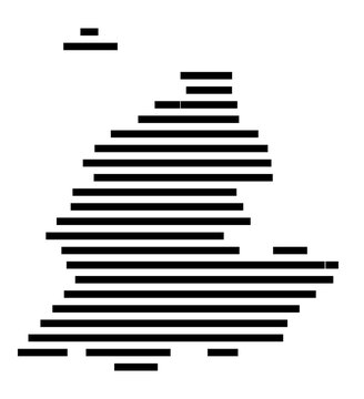 Symbol Map of the city Weida (Th&uuml;ringen, Germany) showing the area of the city with just a few black horizontal lines