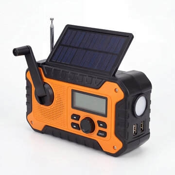 Emergency Crank Radio with Solar Panel and USB Charger, Weather Alert Radio