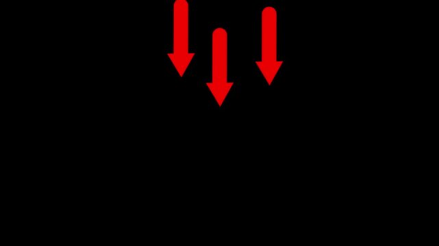 Three Red Downward Arrows on Black Background direction