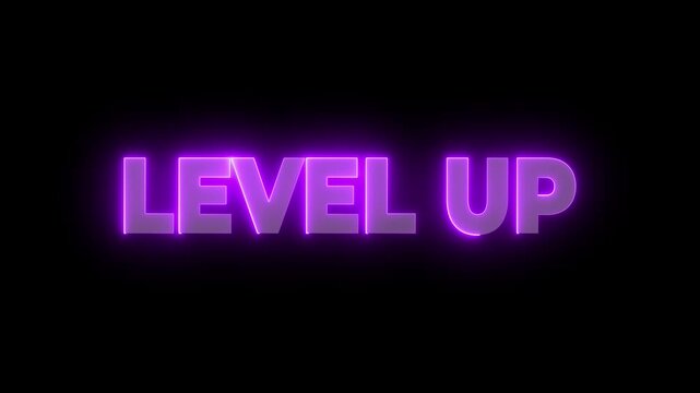 Level up colored text. Laser vintage effect. Infinite loopable 4K animation
