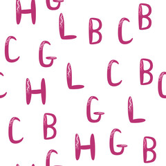 ABC seamless pattern in simple cartoon style. Cute alphabet print - hand drawn childish seamless pattern design. Digital paper. © MichiruKayo