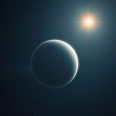 Fototapeta premium Sun and planet in deep space.