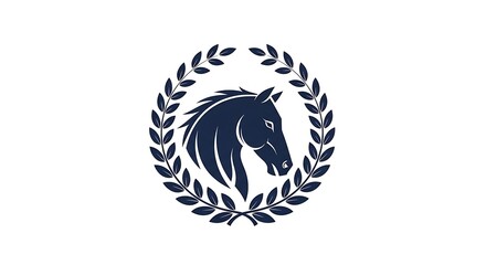 Naklejka premium Equestrian Emblem with Horse Head and Laurel Wreath illustration