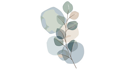 Obraz premium Eucalyptus branch illustration with soft abstract backgrounds 