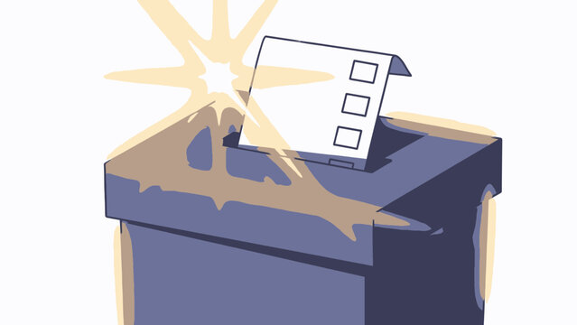 Ballot Box with Shining Effect on White Background illustration