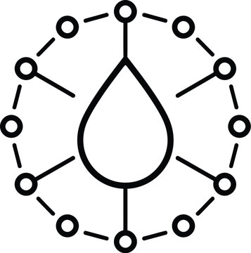 Abstract liquid droplet with molecular structure or data network ring icon
