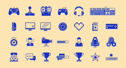 Video Game Icons Set - Collection of Gaming Symbols and Elements © varla