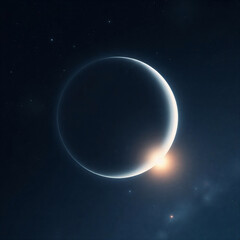 Fototapeta premium Moon in deep space eclipses a distant star.