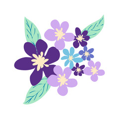 Obraz premium Wild and garden flowers, leaves. Modern vector botanical illustrations, hand drawn floral design elements