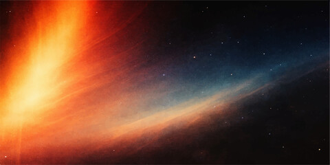 An abstract cosmos background featuring a glowing blue nebula and bright stars scattered across a dark outer space galaxy for a fantasy astronomy illustration © MdShakibAhamed