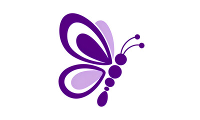 Fototapeta premium Graceful minimalistic purple butterfly vector illustration flying isolated on a clean white background.