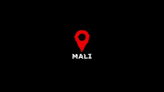 Location Marker with Mali Text on Black Background Map Marker Symbol map pin geographic location navigation symbol