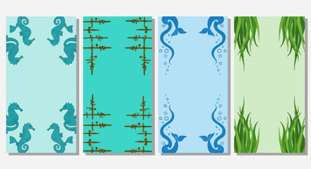 Oceanic Frames: Seahorses, Bubbles, and Seaweed Patterns © AR99