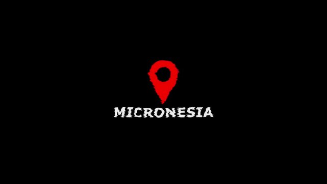 Micronesia Map Location Pin on Black Background with White Text