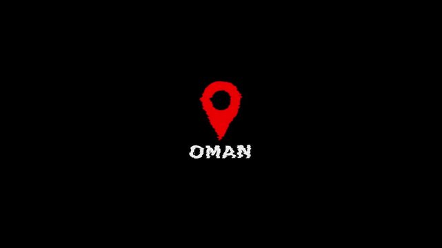 Oman Map Marker Location Pin Red Black Background Travel Tourism