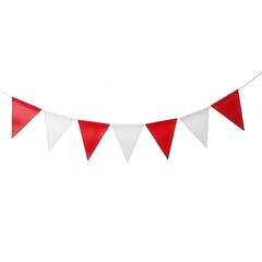 Fototapeta premium A red and white triangular pennant banner on a string