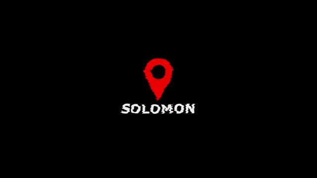 Location marker pin with Solomon text on black background for navigation travel and geography related projects