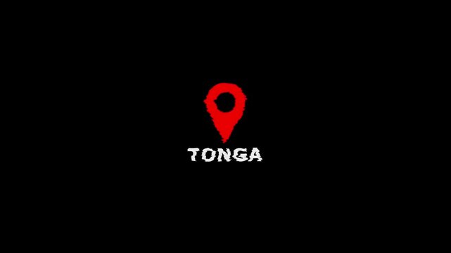 Tonga Location Map Marker Red Pin on Black Background