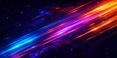 Obraz premium Futuristic Neon Light Streaks in Space with Colorful Cosmic Glow Background