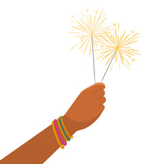 Obraz premium Hand holding sparkles Diwali celebration