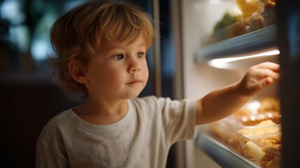 Toddler selecting snack from diverse food options without adult restriction, intuitive eating principles applied early create healthy relationship with hunger and fullness signals, ideal for child