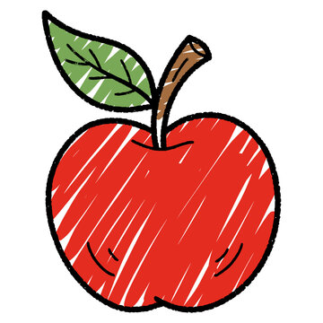 fresh red apple cartoon hand drawn