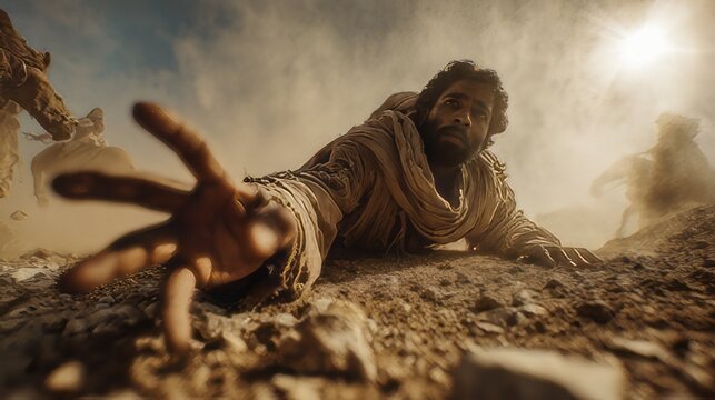 Fisher of men Saul when he began blind on his way to Damascus and Jesus appeared to him silhouette. 