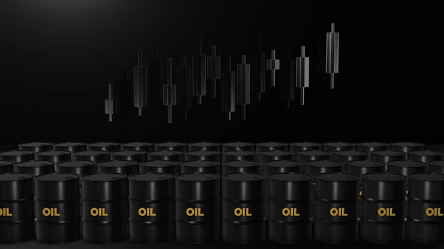 Crude Oil Barrels Production Storage 3D trading concept