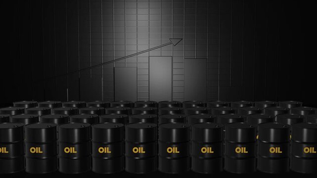 Crude Oil Barrels Production Storage 3D Graph Concept