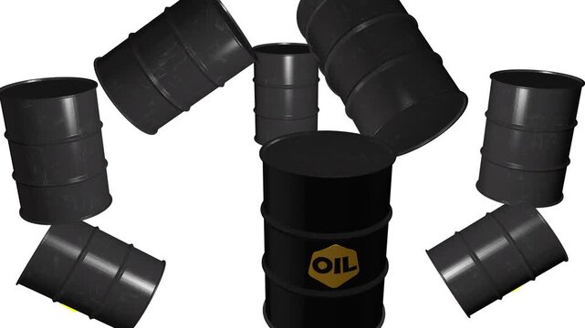 Crude Oil Barrels Flying Animation 