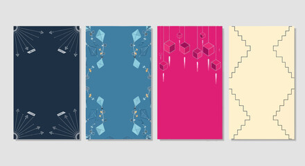 Abstract Geometric Patterns and Shapes on Colorful Backgrounds