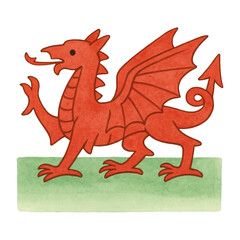 Fototapeta premium PNG Red dragon on green field