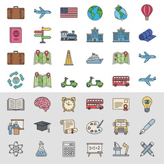 Obraz premium Travel and education icons