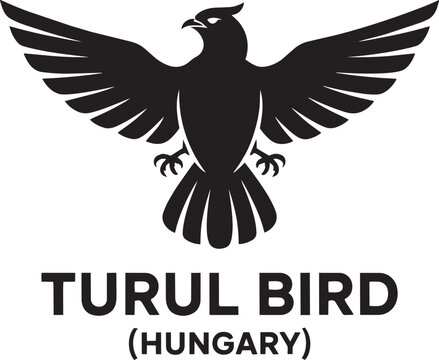Hungarian Turul Bird Vector Illustration. Mythological Eagle or Falcon Silhouette.