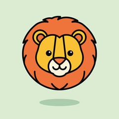 Naklejka premium Vector illustration of a cartoon lions face with a vibrant orange mane on a green background