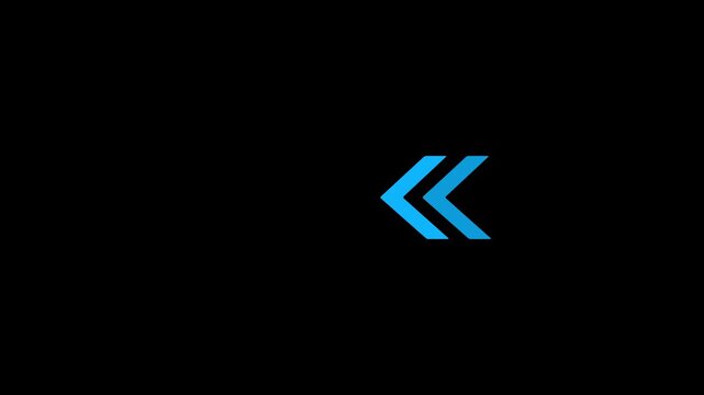 &ldquo;Abstract Left Arrow Motion Icon on Dark Background, Fast Backward Direction Symbol with Gradient Arrows, Modern Navigation Indicator for Technology, Web Interface, App UI and Digital Design&rdquo;