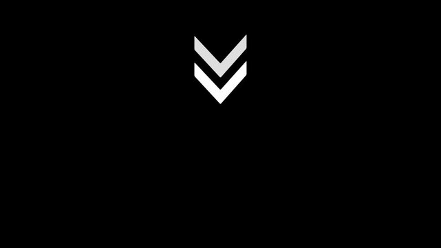&ldquo;Abstract Gradient Down Arrow Chevron Stack Icon, Modern Minimal Navigation Symbol, Download Direction Indicator, UI UX Interface Element, Technology Style Vector Illustration on Black Background&rdquo;
