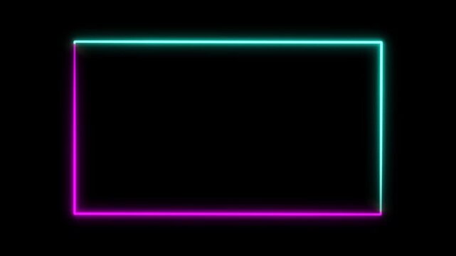 neon  glowing facecam frame animation isolated on black background, overlay for streaming and gaming online, blending mode to screen 4k video