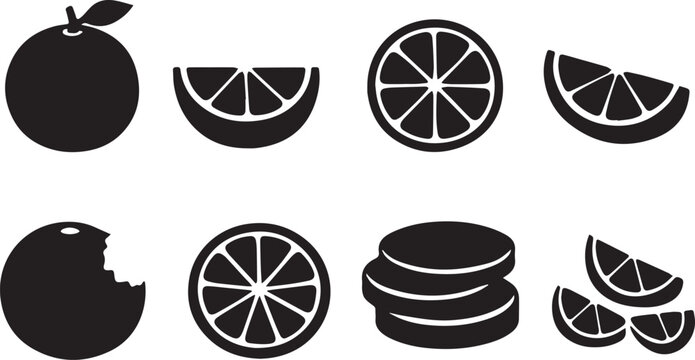 Pineapple Tropical Fruit Silhouette Icon Set Whole Slice Food Vector