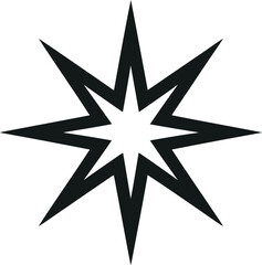 Fototapeta premium Black and White Star Icon – Simple Rating & Favorite Symbol Vector