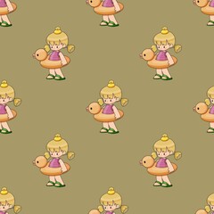Obraz premium Playful summer‑themed design perfect for fabric prints, kids’ products, wrapping paper, wallpapers, and cheerful stationery.