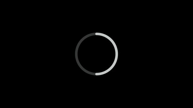 White circular loading spinner on black background