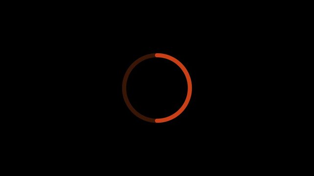 Orange loading ring on black background progress spinner